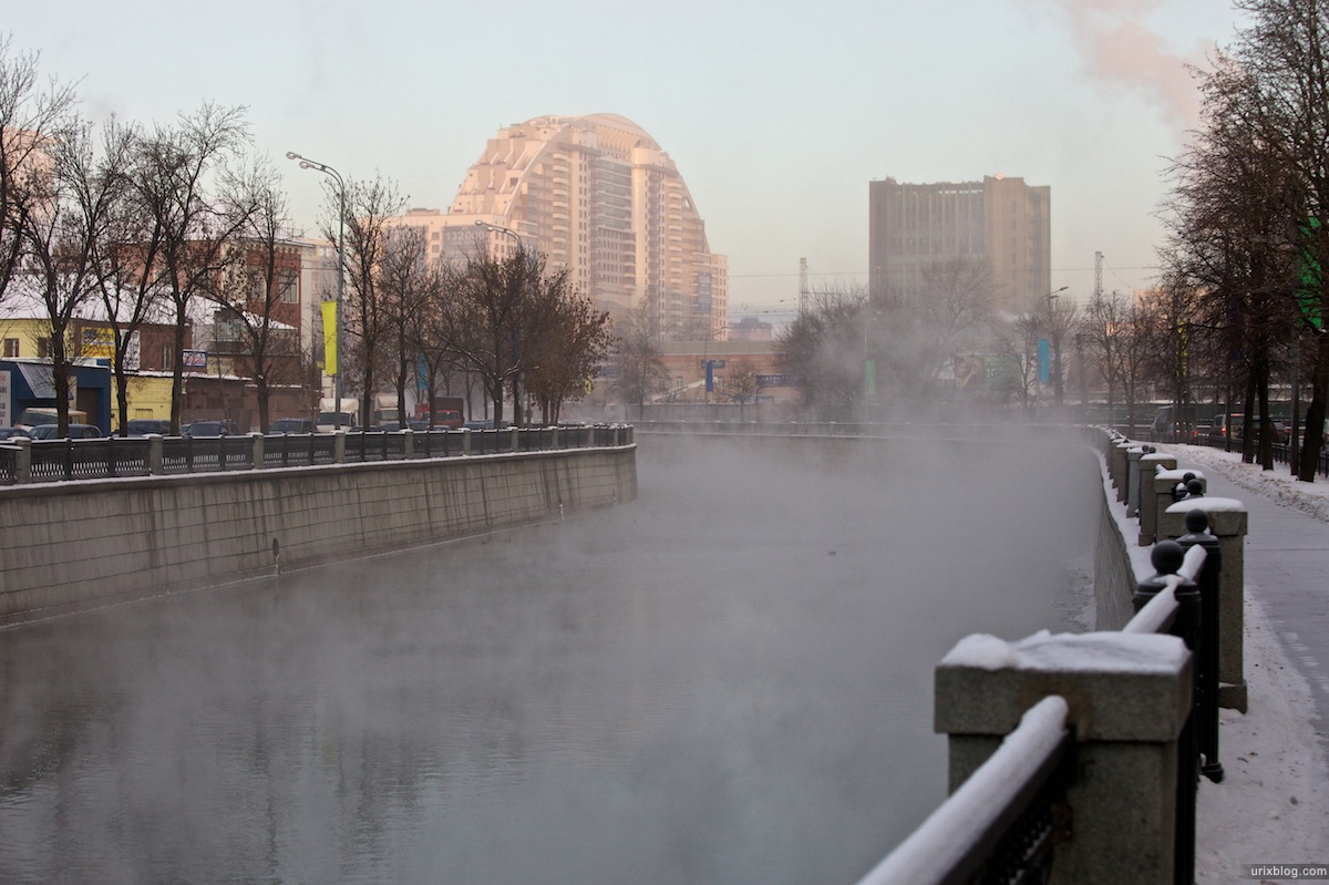 2009 Москва Moscow река Яуза мороз зима пар Электрозаводская