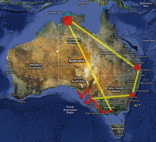 Australia map 2010 2011 travel
