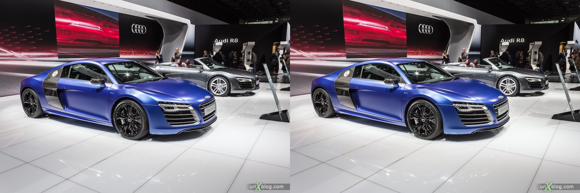 2012, Audi R8 V10, Moscow International Automobile Salon, auto show, 3D, stereo pair, cross-eyed, crossview