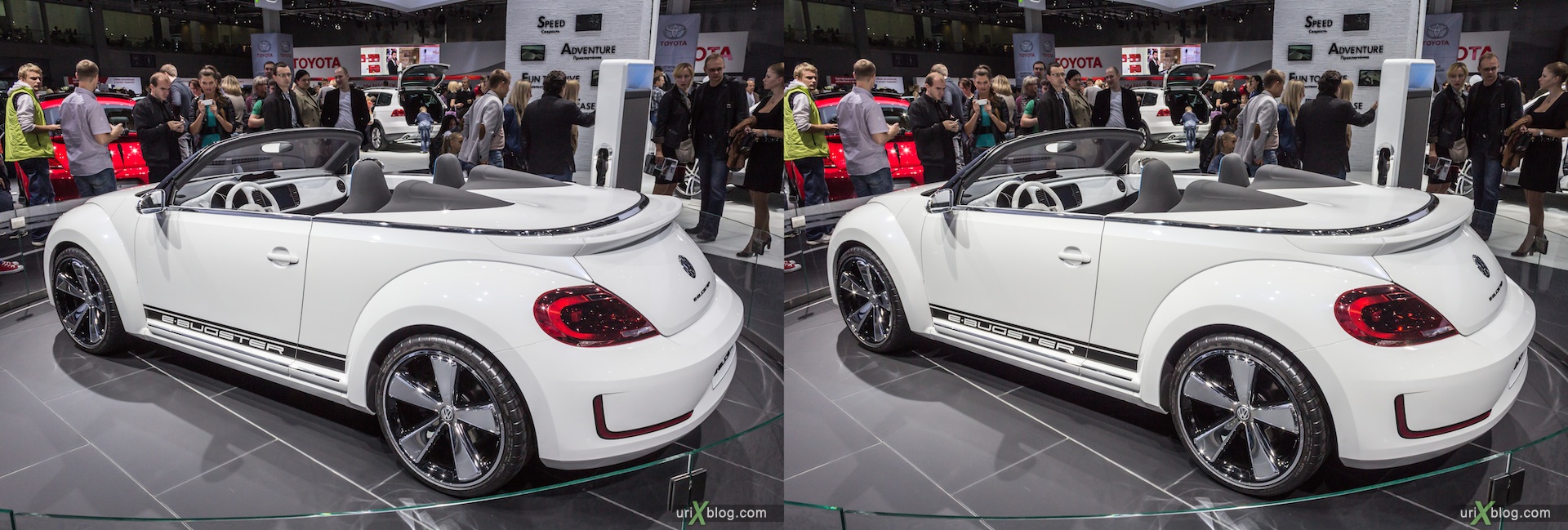 2012, Volkswagen e-bugster, Moscow International Automobile Salon, auto show, 3D, stereo pair, cross-eyed, crossview