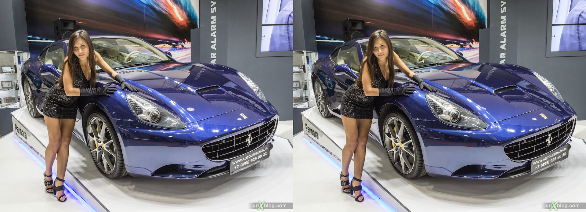 2012, Peugeot, girl, model, Moscow International Automobile Salon, auto show, 3D, stereo pair, cross-eyed, crossview