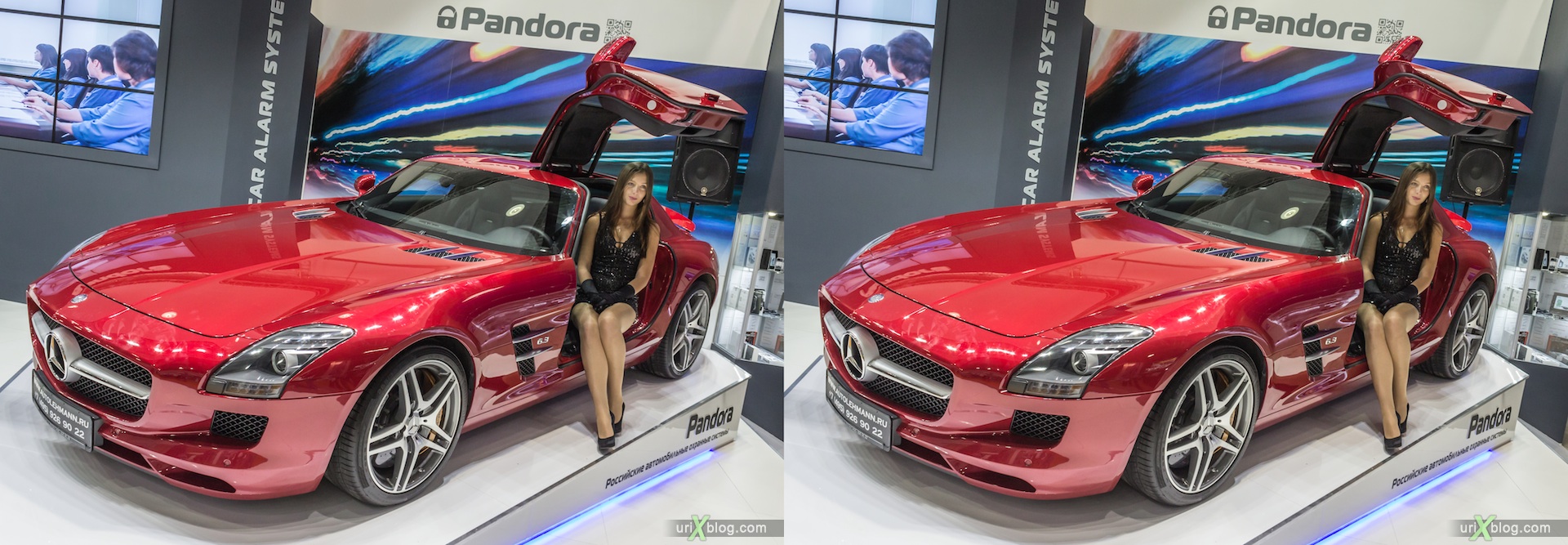 2012, Mercedes Benz, girl, model, Moscow International Automobile Salon, auto show, 3D, stereo pair, cross-eyed, crossview