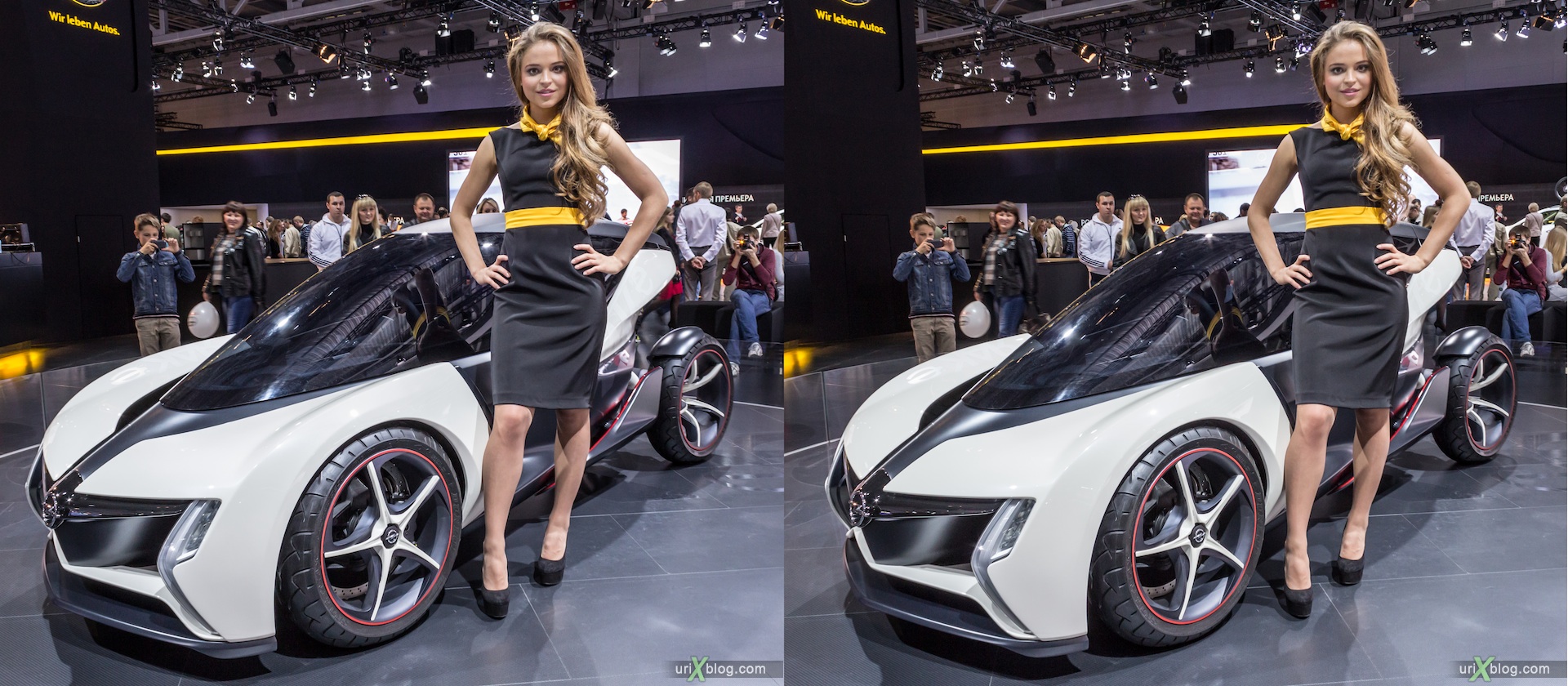 2012, Opel, Wir Leben Autos, девушка, модель, Московский международный автомобильный салон, ММАС, Крокус Экспо, 3D, стерео, стереопара