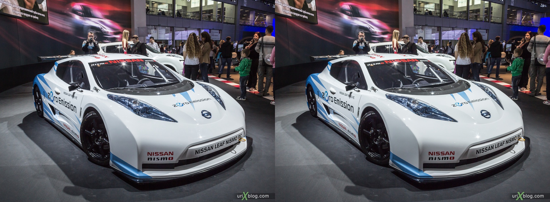 2012, Nissan Leaf Nismo RC, Moscow International Automobile Salon, auto show, 3D, stereo pair, cross-eyed, crossview