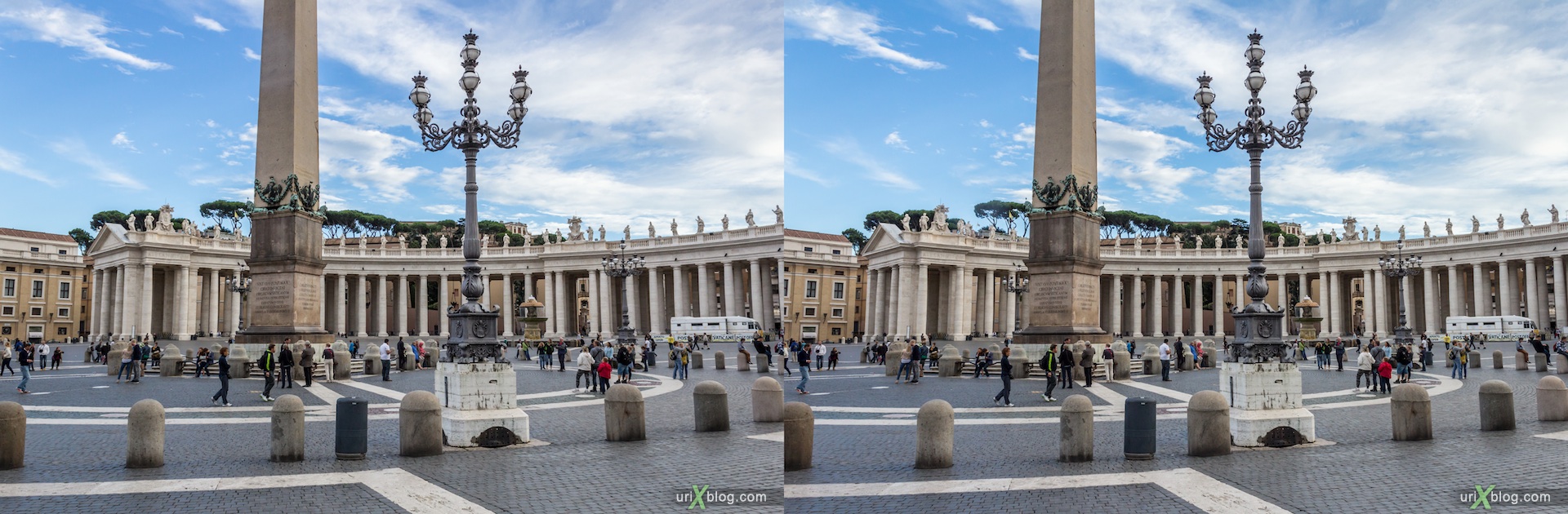 2012, Saint Peter's Square, Vatican, Rome, Italy, 3D, stereo pair, cross-eyed, crossview, cross view stereo pair