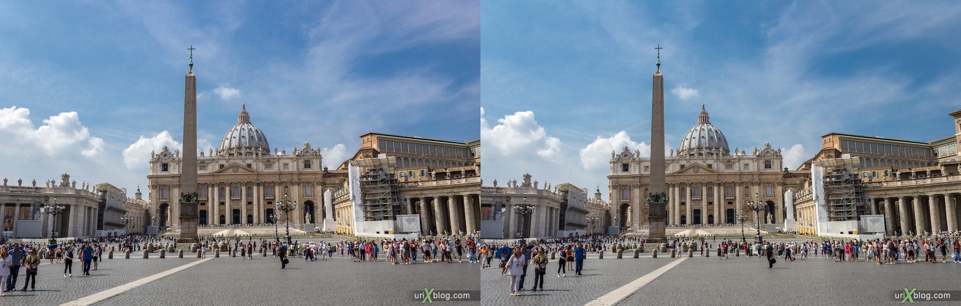 2012, Площадь Святого Петра, Ватикан, Рим, Италия, 3D, перекрёстные стереопары, стерео, стереопара, стереопары