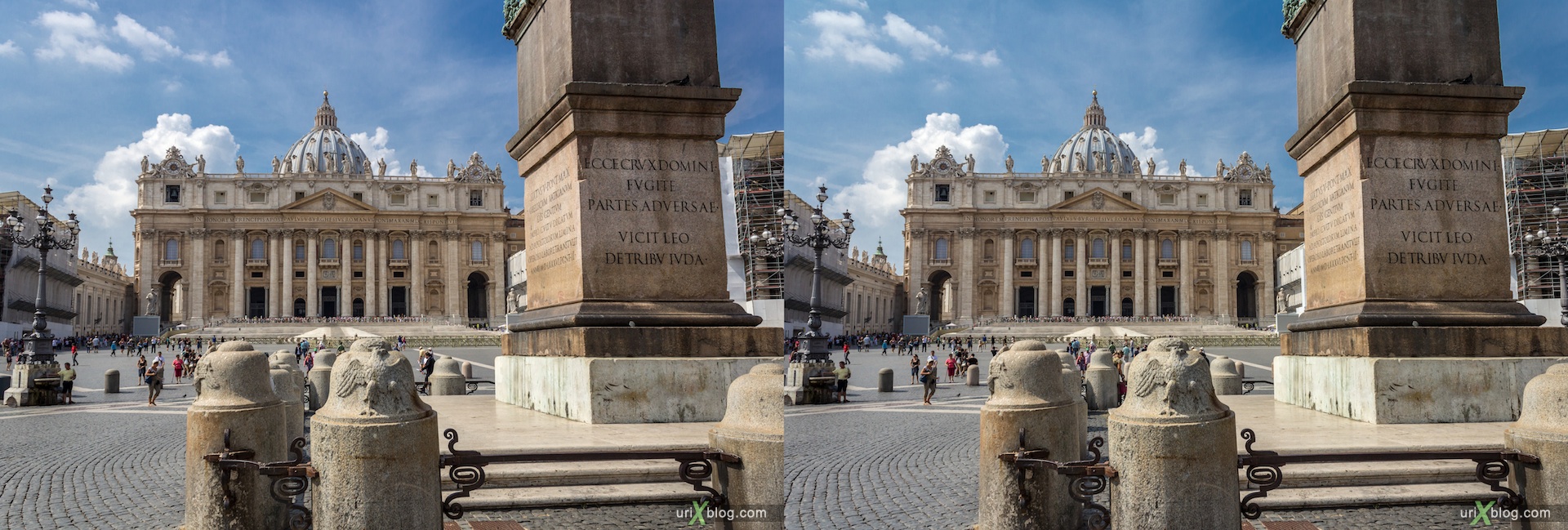 2012, Saint Peter's Square, Vatican, Rome, Italy, 3D, stereo pair, cross-eyed, crossview, cross view stereo pair