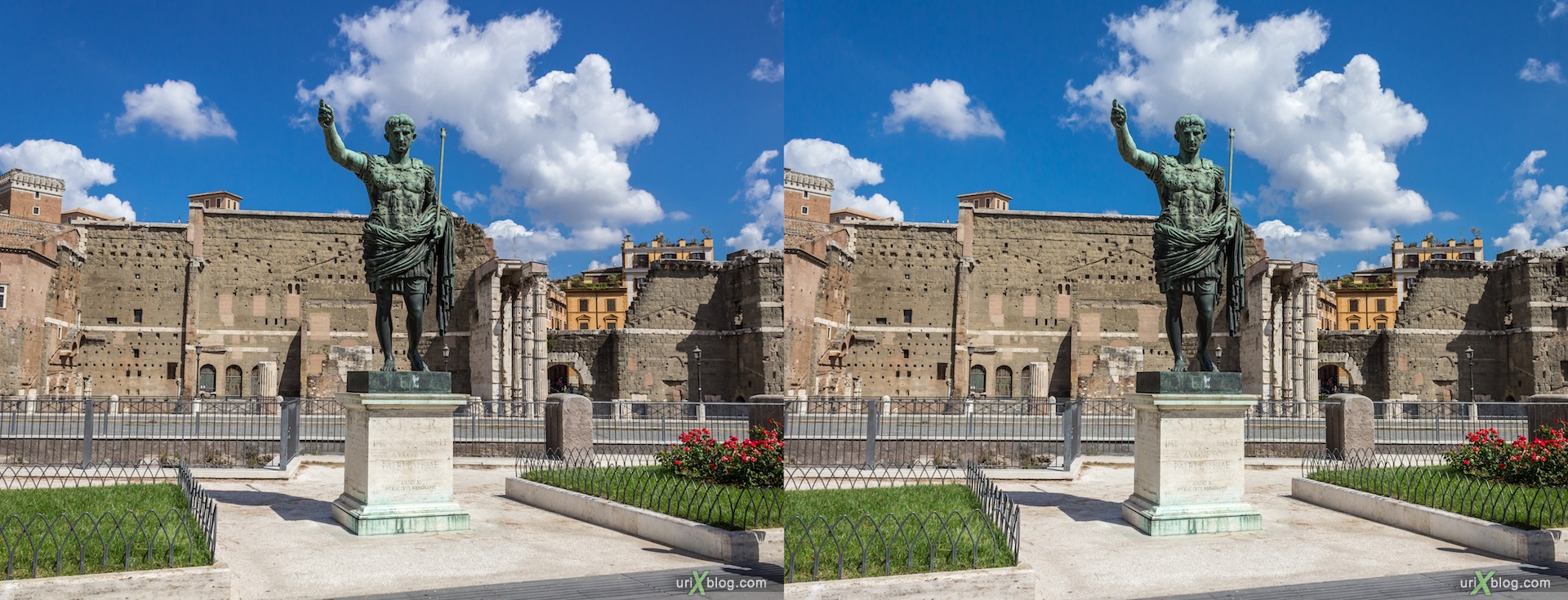 2012, форум Траяна, Roman Forum, Palatine Hill, Rome, Italy, ancient rome, city, 3D, stereo pair, cross-eyed, crossview, cross view stereo pair