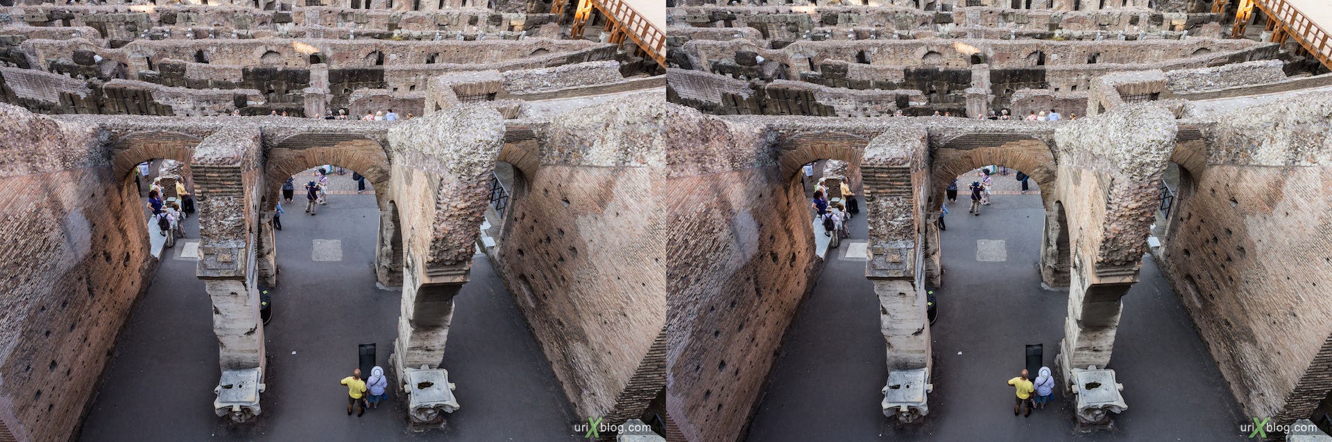 2012, Colosseum, Coliseum, Flavian Amphitheatre, Rome, Italy, 3D, stereo pair, cross-eyed, crossview, cross view stereo pair