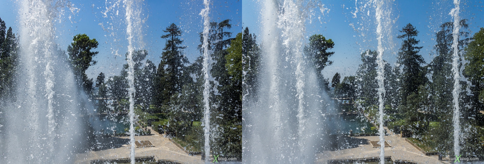 2012, Fountain of Neptune, villa D'Este, Italy, Tivoli, Rome, 3D, stereo pair, cross-eyed, crossview, cross view stereo pair