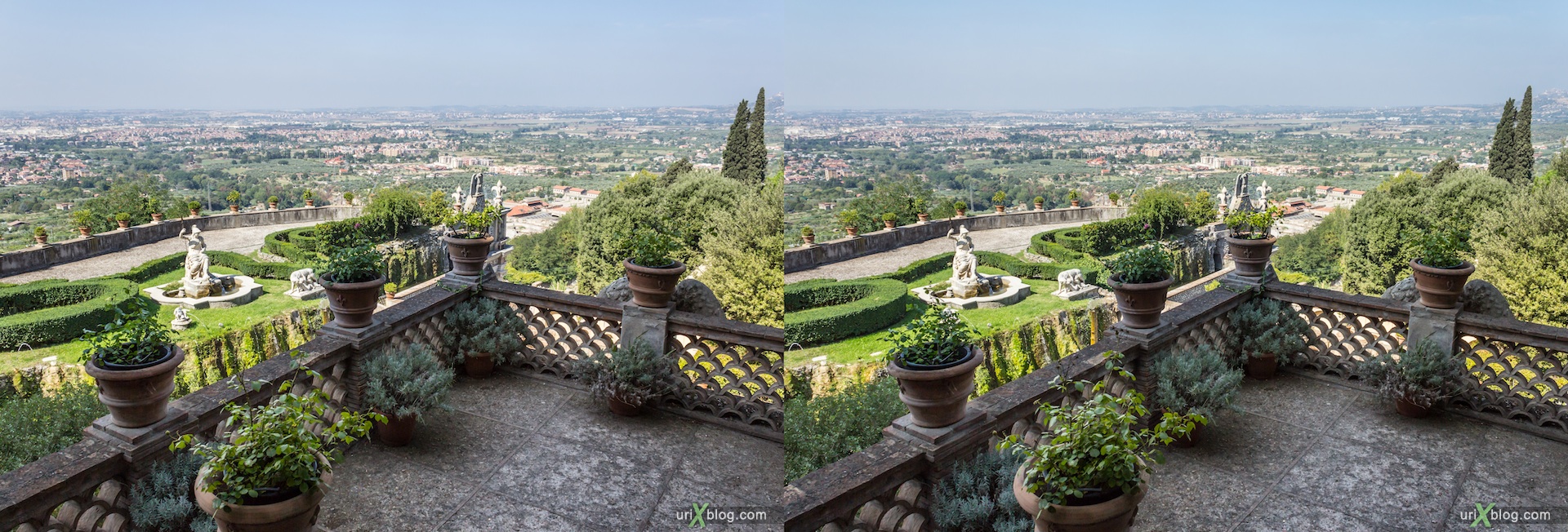 2012, Fontana della Rometta, villa D'Este, Italy, Tivoli, Rome, 3D, stereo pair, cross-eyed, crossview, cross view stereo pair
