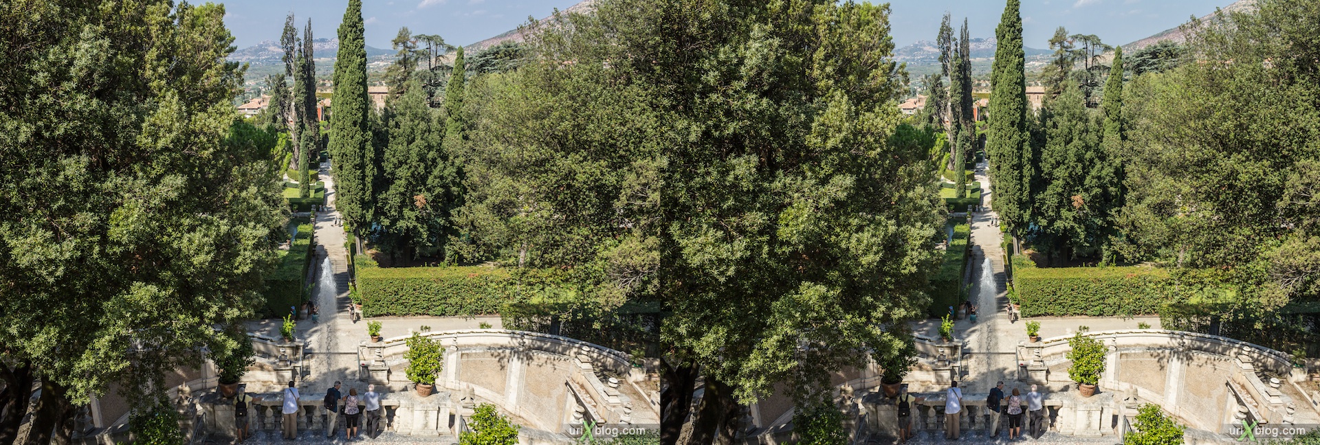 2012, Fountain of the Dragons, villa D'Este, Italy, Tivoli, Rome, 3D, stereo pair, cross-eyed, crossview, cross view stereo pair