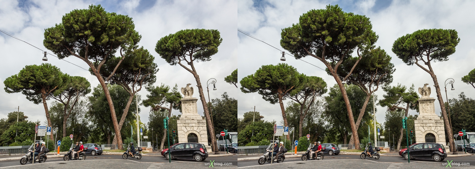 2012, парк вилла Боргезе, Рим, Италия, 3D, перекрёстные стереопары, стерео, стереопара, стереопары