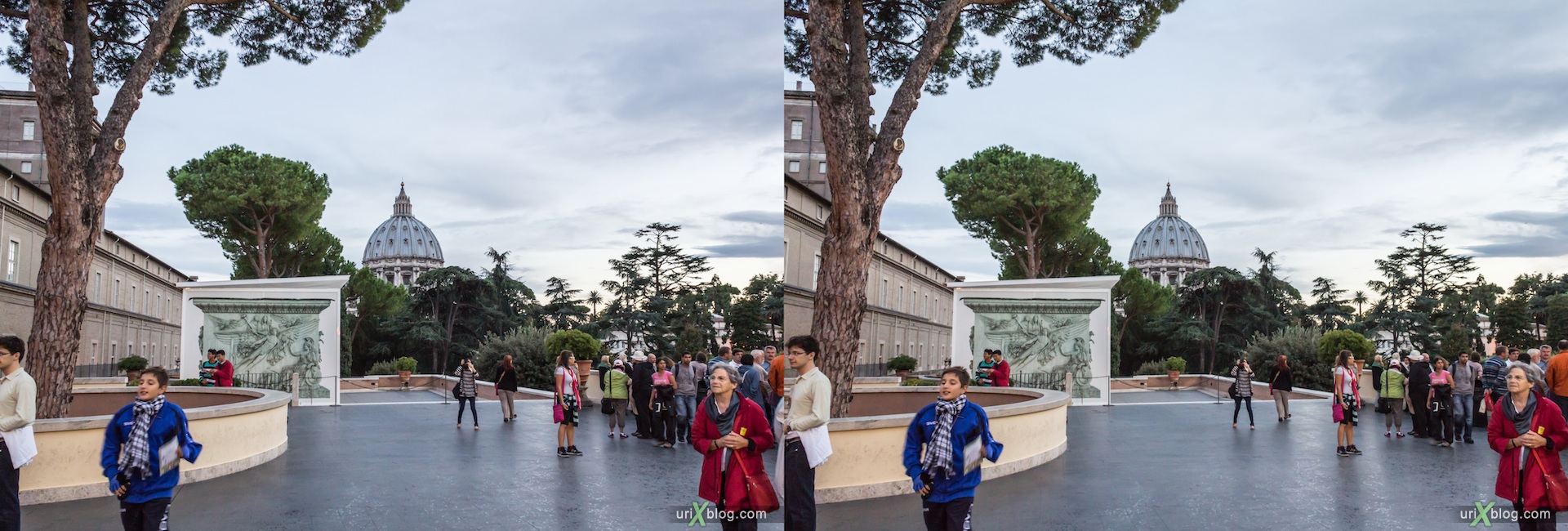 2012, Vatican museums, Rome, Italy, 3D, stereo pair, cross-eyed, crossview, cross view stereo pair