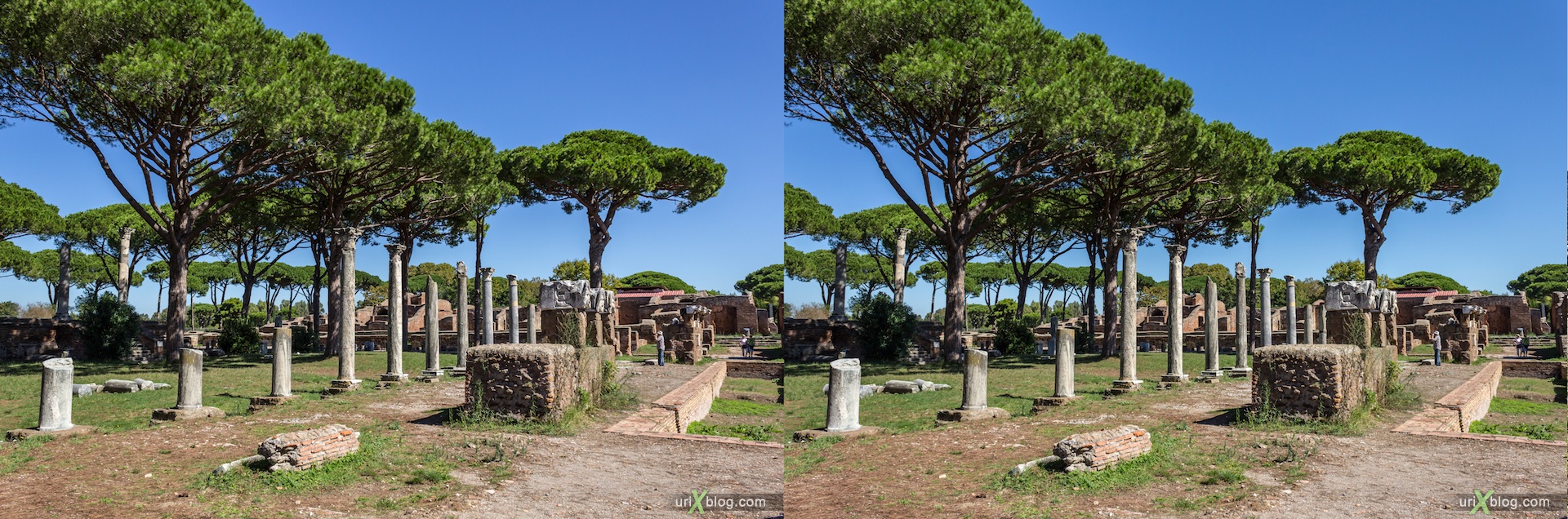 2012, Roman theater, Ostia Antica, Rome, Italy, ancient rome, city, 3D, stereo pair, cross-eyed, crossview, cross view stereo pair