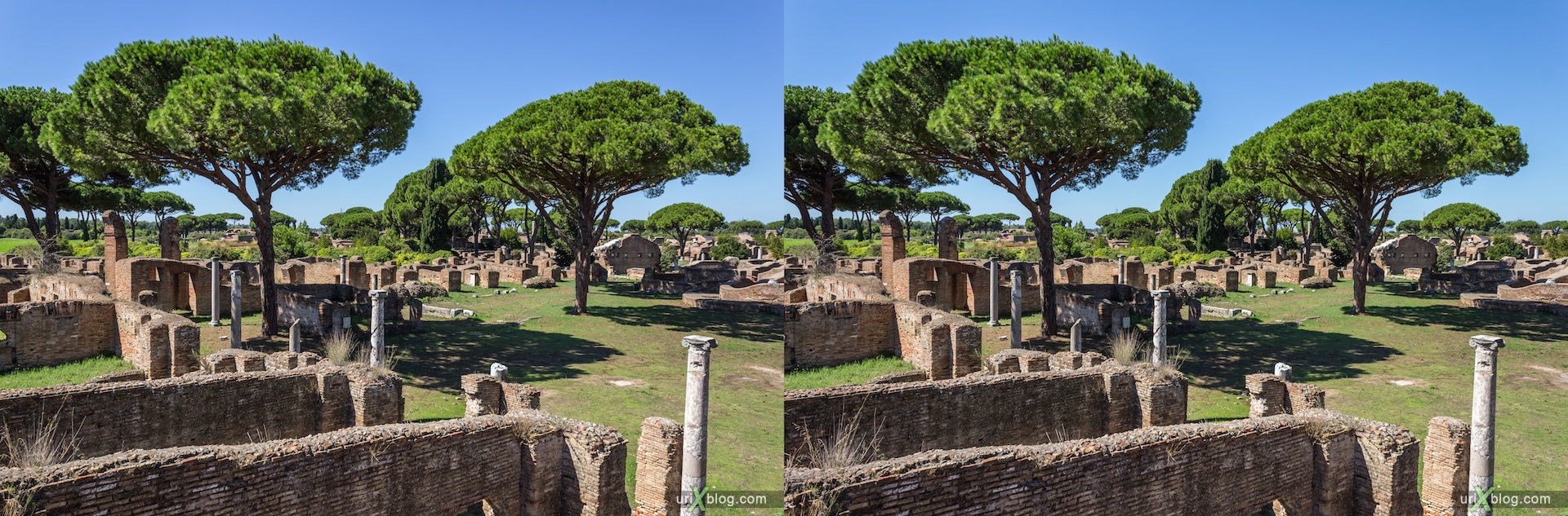 2012, Ostia Antica, Rome, Italy, ancient rome, city, 3D, stereo pair, cross-eyed, crossview, cross view stereo pair