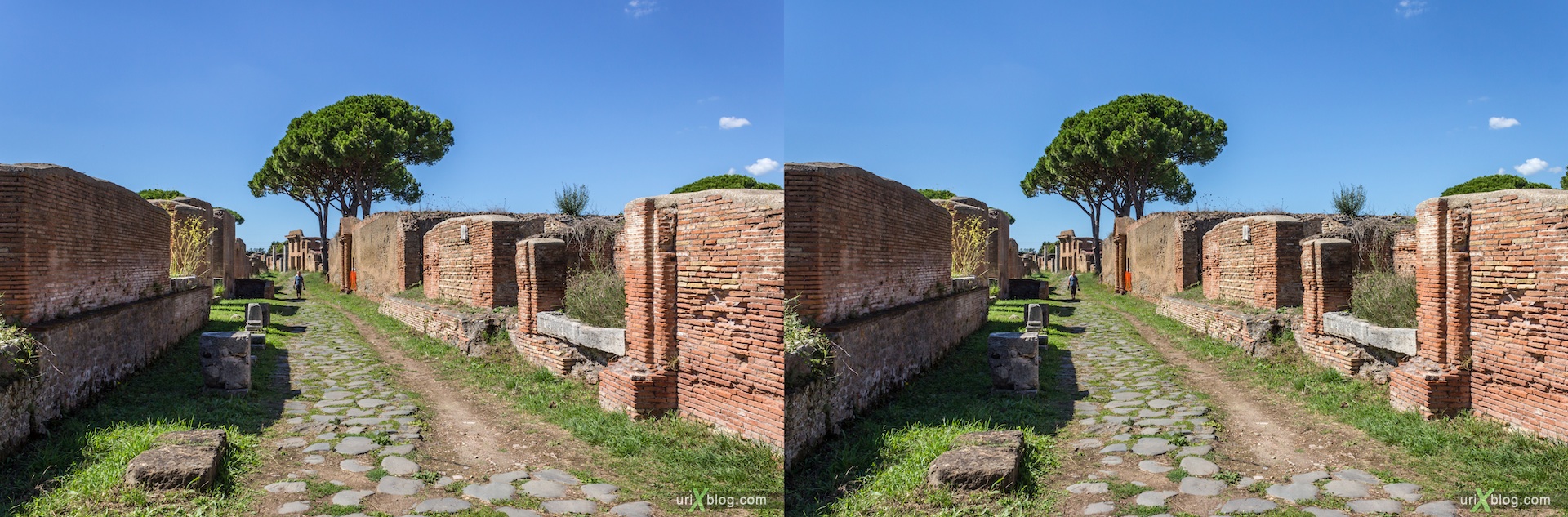 2012, Ostia Antica, Rome, Italy, ancient rome, city, 3D, stereo pair, cross-eyed, crossview, cross view stereo pair