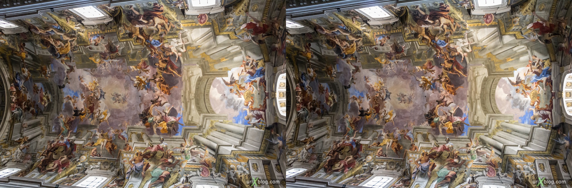 2012, church of Sant'Ignazio, Rome, Italy, cathedral, monastery, Christianity, Catholicism, 3D, stereo pair, cross-eyed, crossview, cross view stereo pair