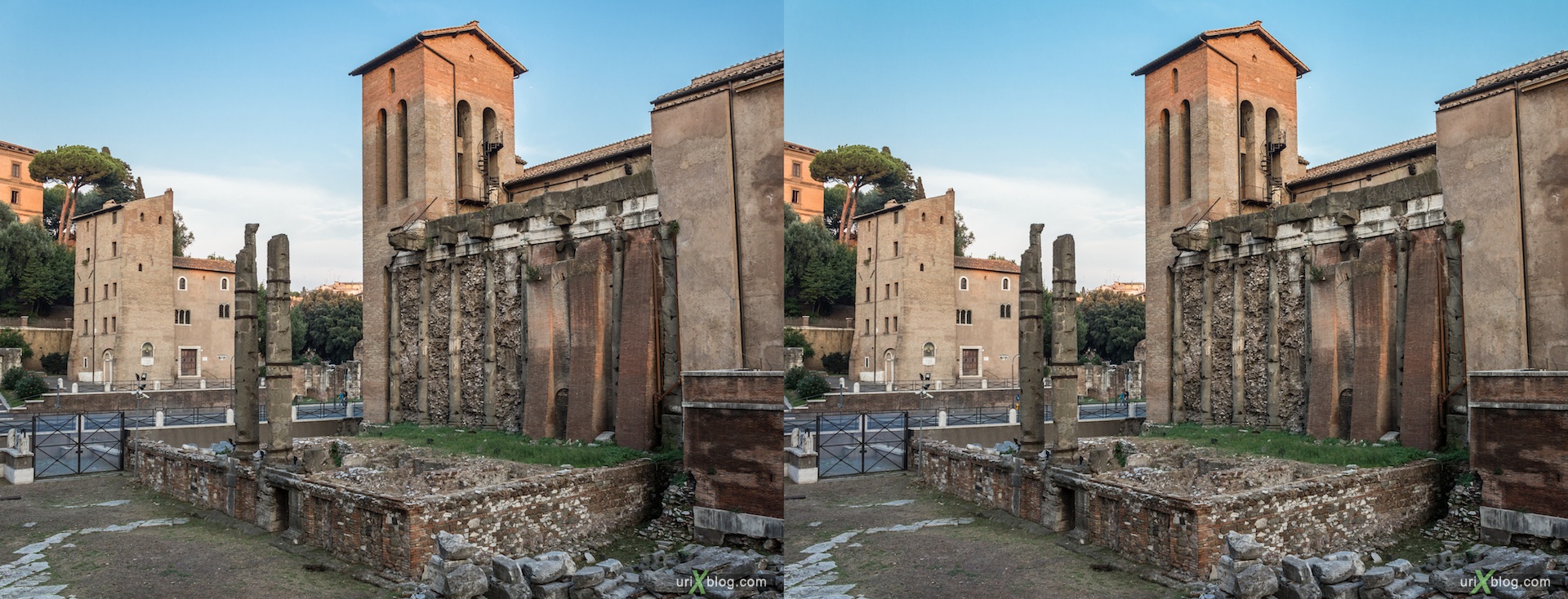 2012, church of San Nicola in Carcere, Rome, Italy, cathedral, monastery, Christianity, Catholicism, 3D, stereo pair, cross-eyed, crossview, cross view stereo pair