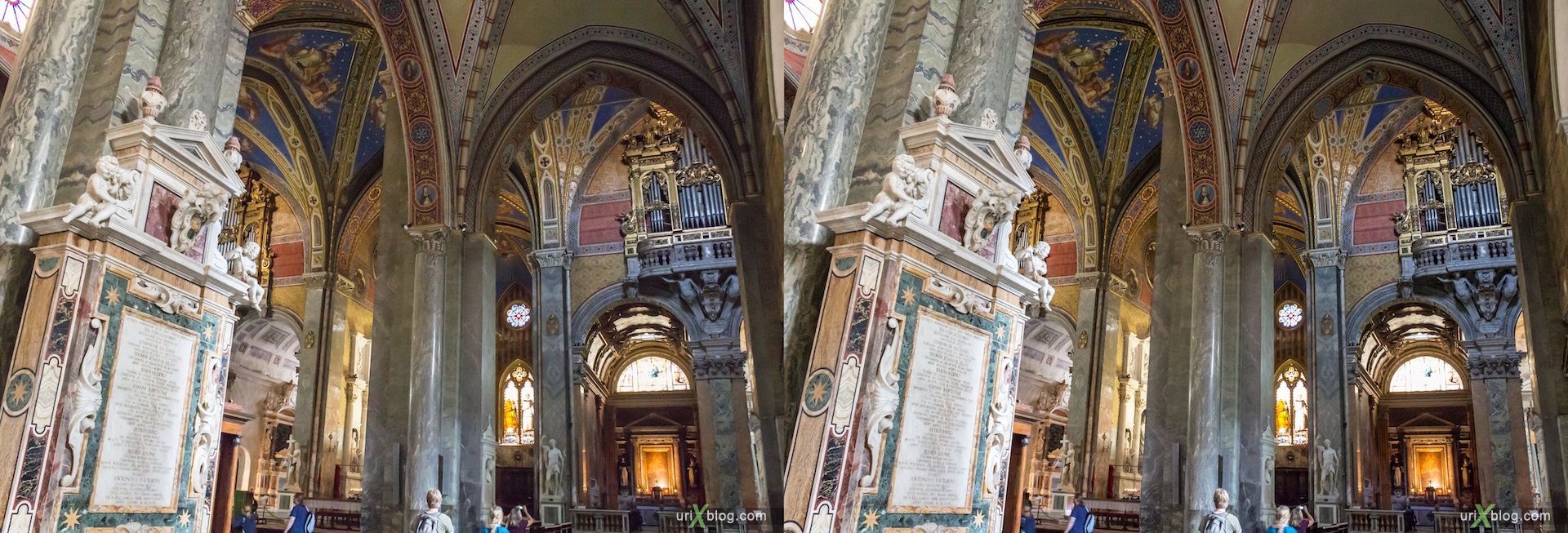 2012, church of Santa Maria sopra Minerva, Rome, Italy, cathedral, monastery, Christianity, Catholicism, 3D, stereo pair, cross-eyed, crossview, cross view stereo pair