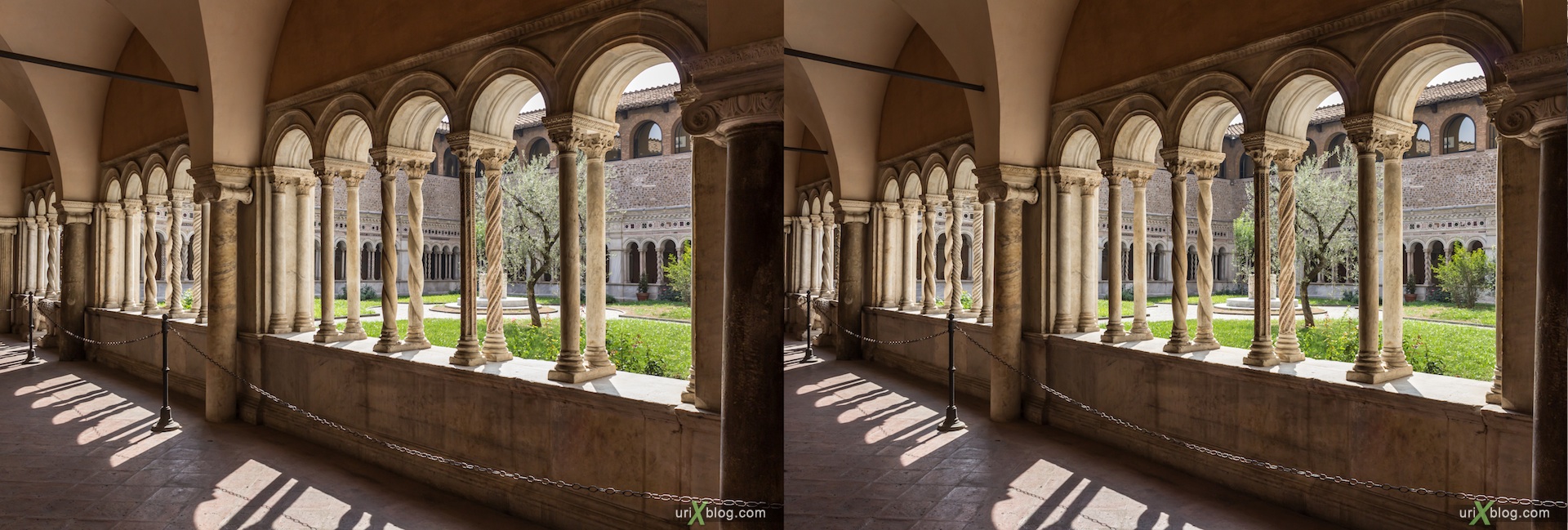 2012, church, basilica of San Giovanni in Laterano, Rome, Italy, cathedral, monastery, Christianity, Catholicism, 3D, stereo pair, cross-eyed, crossview, cross view stereo pair