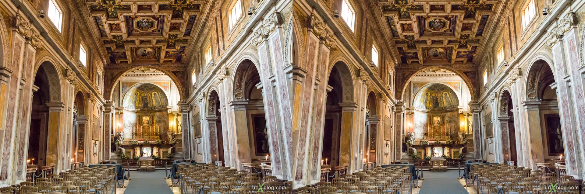 2012, church of Santa Francesca Romana, Rome, Italy, cathedral, monastery, Christianity, Catholicism, 3D, stereo pair, cross-eyed, crossview, cross view stereo pair