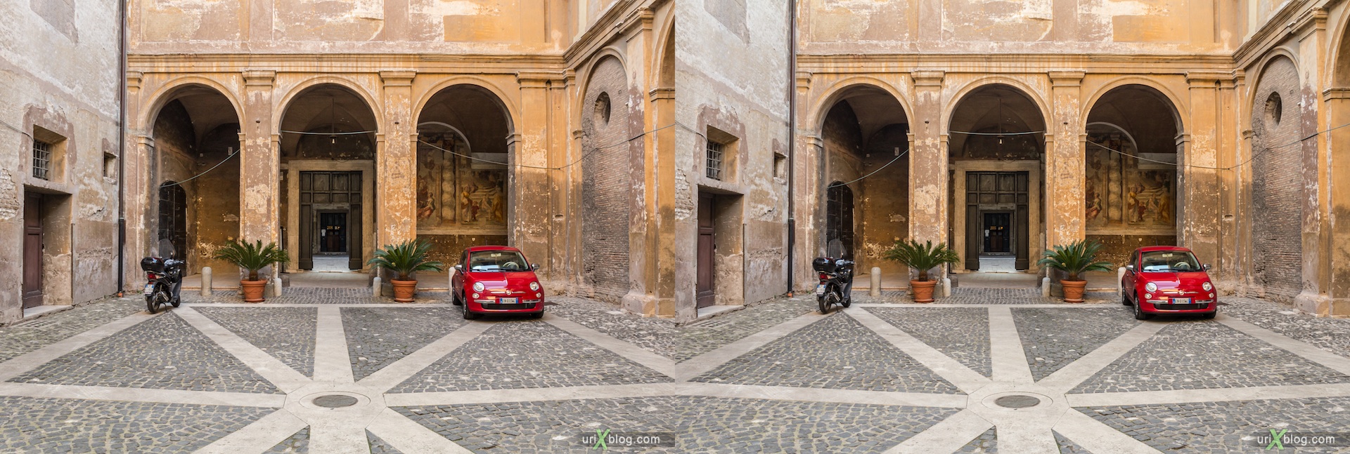 2012, Santi Quattro Coronati Church, Rome, Italy, cathedral, monastery, Christianity, Catholicism, 3D, stereo pair, cross-eyed, crossview, cross view stereo pair