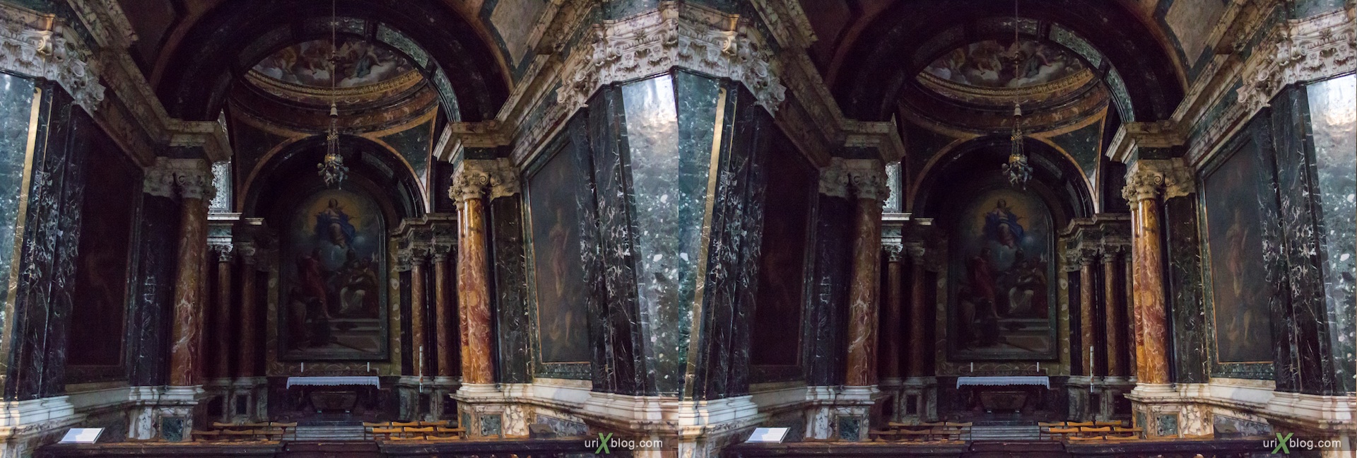 2012, church, basilica di Santa Maria del Popolo, Rome, Italy, cathedral, monastery, Christianity, Catholicism, 3D, stereo pair, cross-eyed, crossview, cross view stereo pair