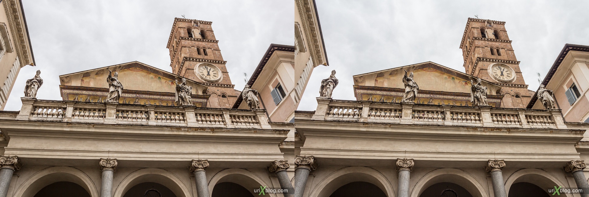 2012, Santa Maria in Trastevere church, Rome, Italy, cathedral, monastery, Christianity, Catholicism, 3D, stereo pair, cross-eyed, crossview, cross view stereo pair