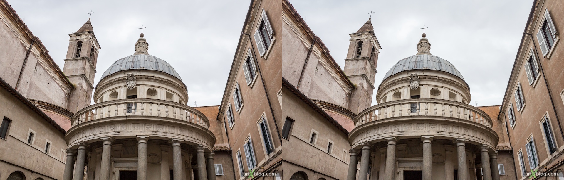 2012, Tempietto of San Pietro in Montorio, Rome, Italy, cathedral, monastery, Christianity, Catholicism, 3D, stereo pair, cross-eyed, crossview, cross view stereo pair