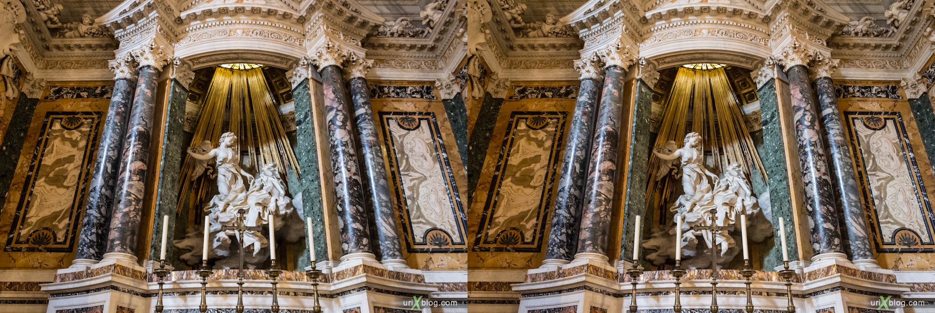 2012, Santa Maria della Vittoria church, Rome, Italy, cathedral, monastery, Christianity, Catholicism, 3D, stereo pair, cross-eyed, crossview, cross view stereo pair