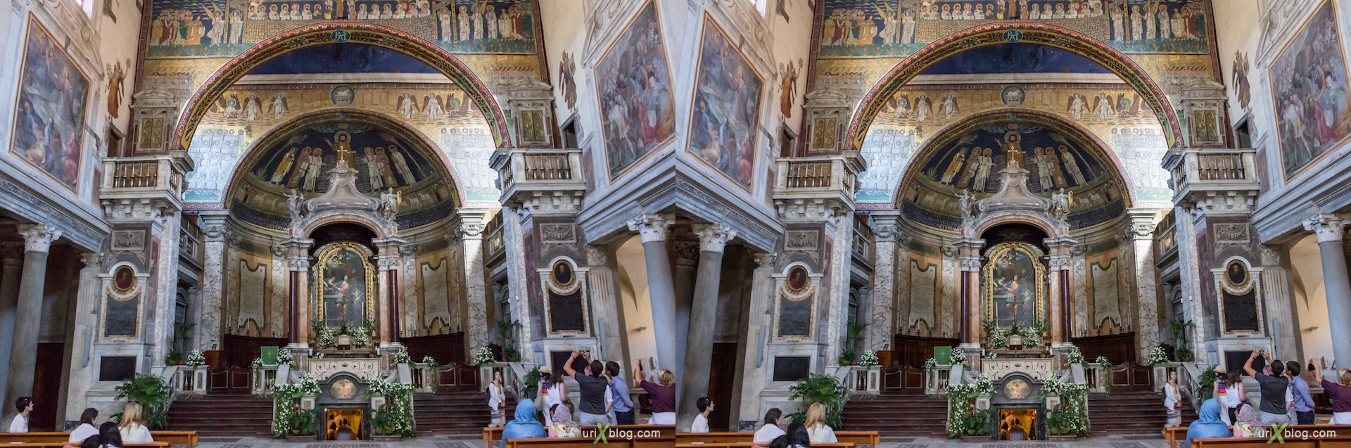 2012, Santa Prassede church, Rome, Italy, cathedral, monastery, Christianity, Catholicism, 3D, stereo pair, cross-eyed, crossview, cross view stereo pair