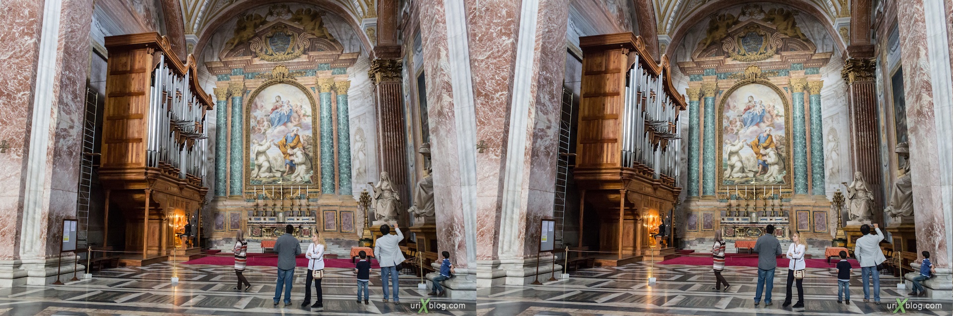 2012, Santa Maria degli Angeli church, Rome, Italy, cathedral, monastery, Christianity, Catholicism, 3D, stereo pair, cross-eyed, crossview, cross view stereo pair
