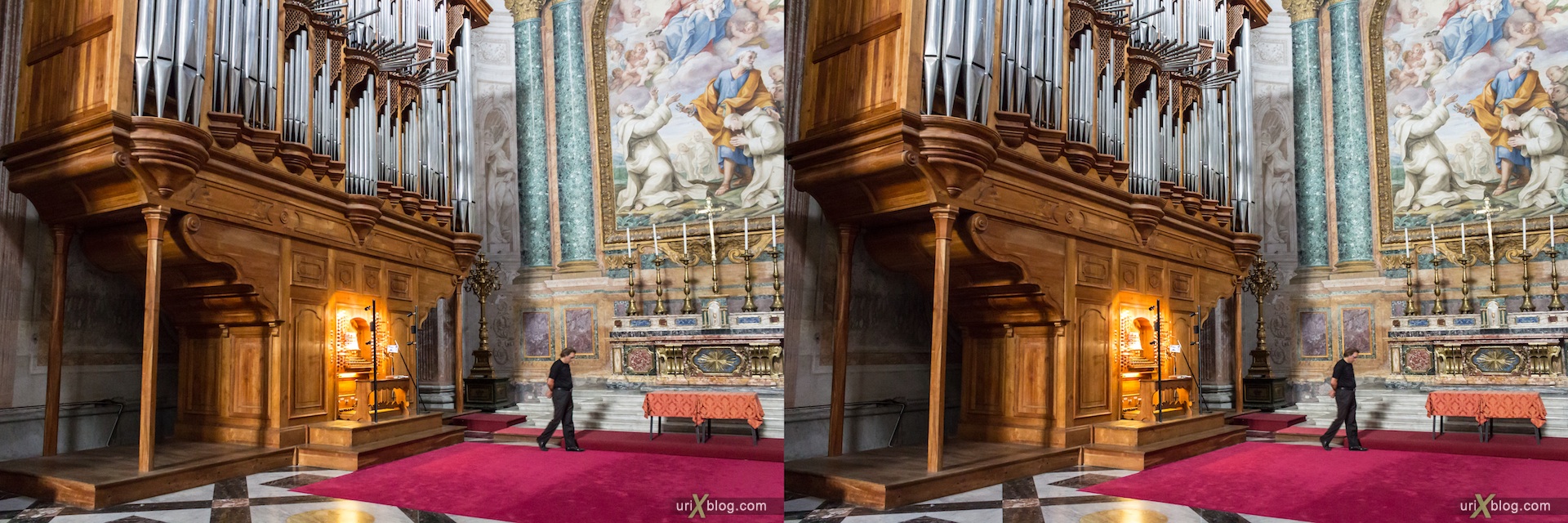 2012, Santa Maria degli Angeli church, Rome, Italy, cathedral, monastery, Christianity, Catholicism, 3D, stereo pair, cross-eyed, crossview, cross view stereo pair