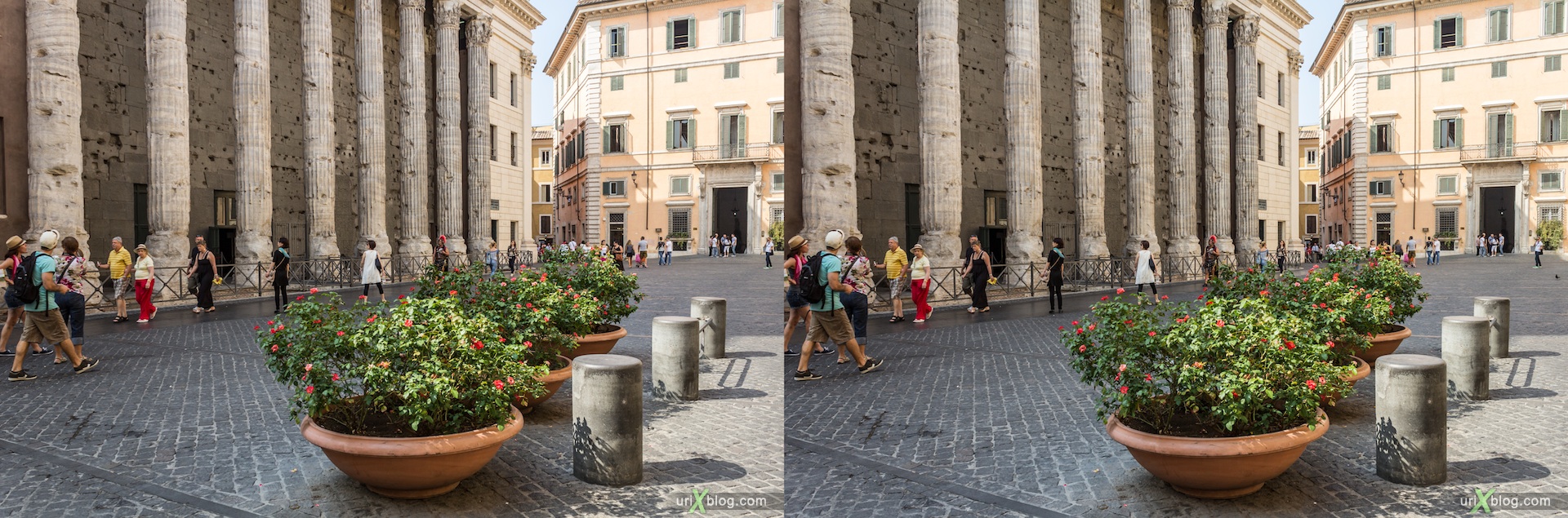 2012, площадь di Pietra, Рим, Италия, осень, 3D, перекрёстные стереопары, стерео, стереопара, стереопары