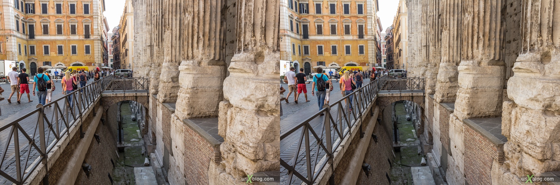 2012, di Pietra square, Rome, Italy, 3D, stereo pair, cross-eyed, crossview, cross view stereo pair