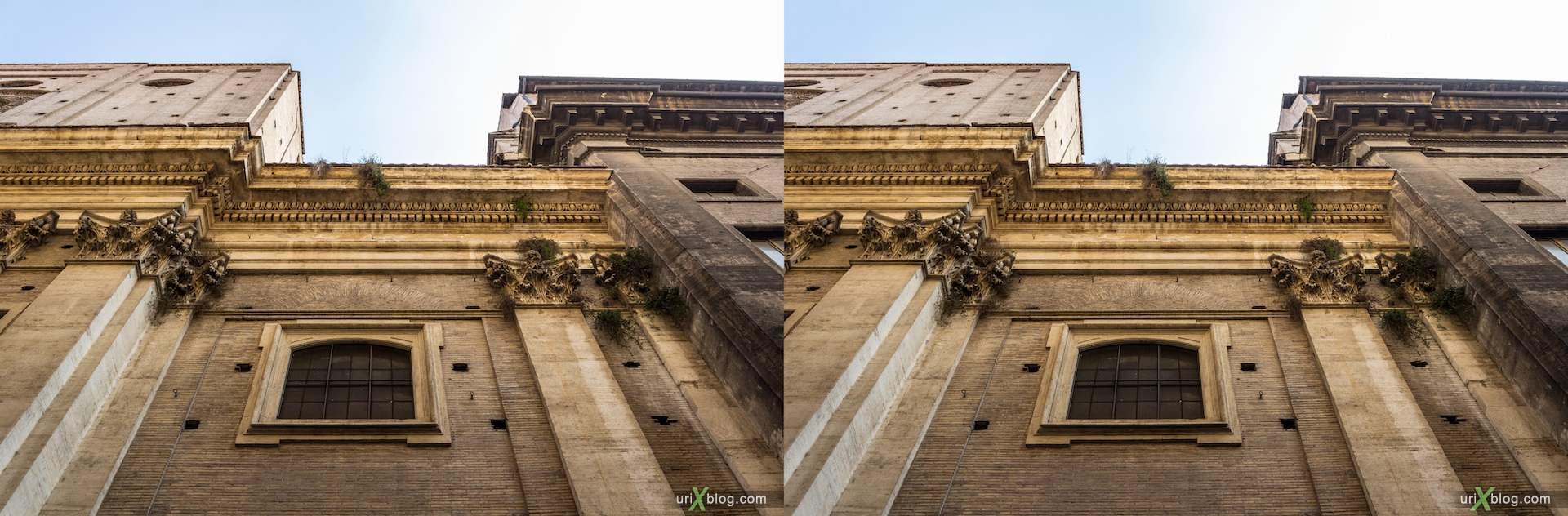 2012, Via di Sant'Ignazio street, Rome, Italy, 3D, stereo pair, cross-eyed, crossview, cross view stereo pair