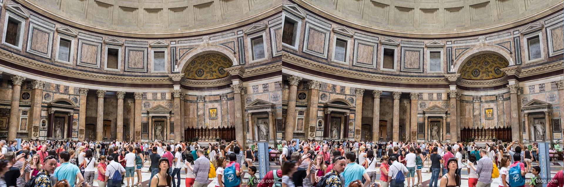 2012, Pantheon, Rome, Italy, 3D, stereo pair, cross-eyed, crossview, cross view stereo pair
