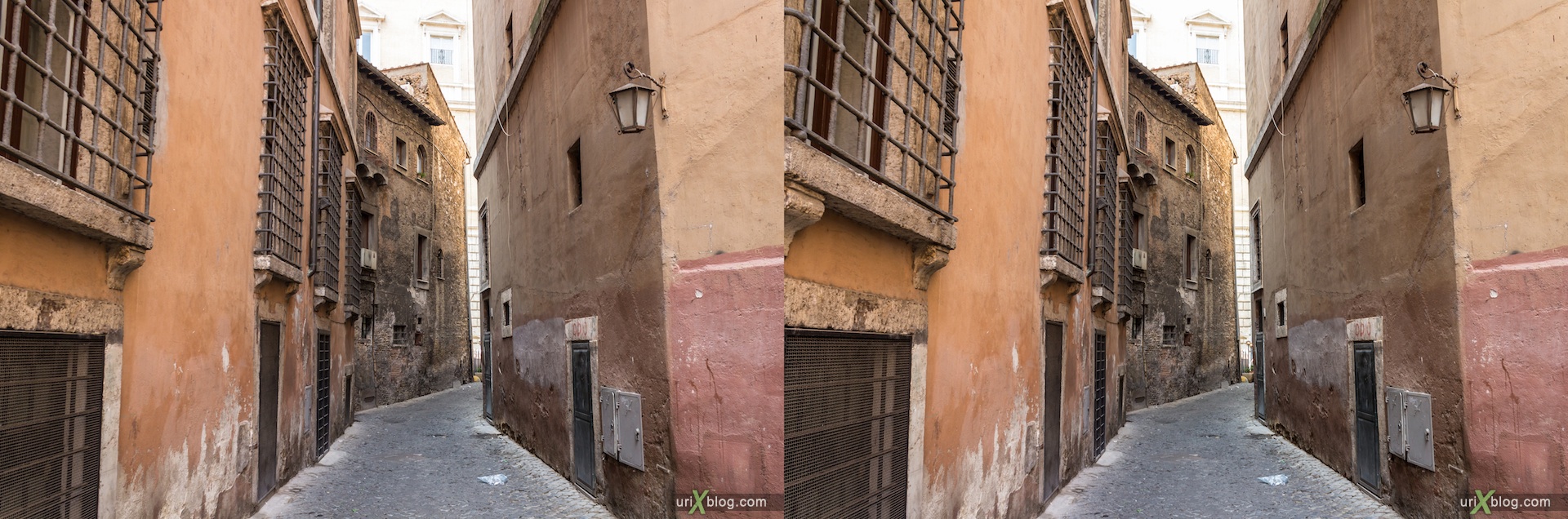 2012, vicolo della Cuccagna, Rome, Italy, 3D, stereo pair, cross-eyed, crossview, cross view stereo pair