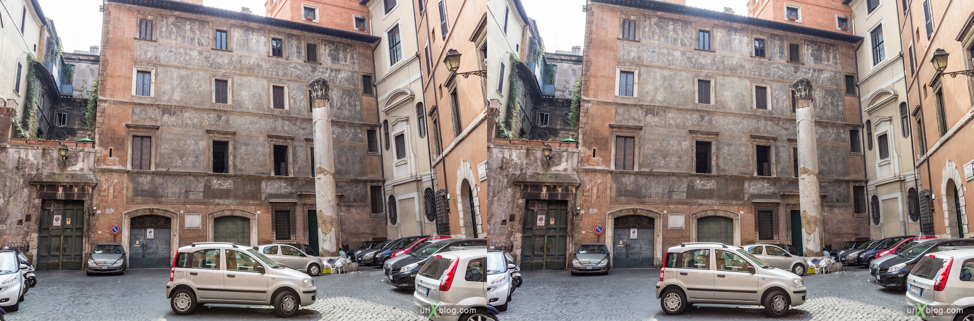 2012, piazza dei Massimi, palazzo Massimi, Rome, Italy, 3D, stereo pair, cross-eyed, crossview, cross view stereo pair