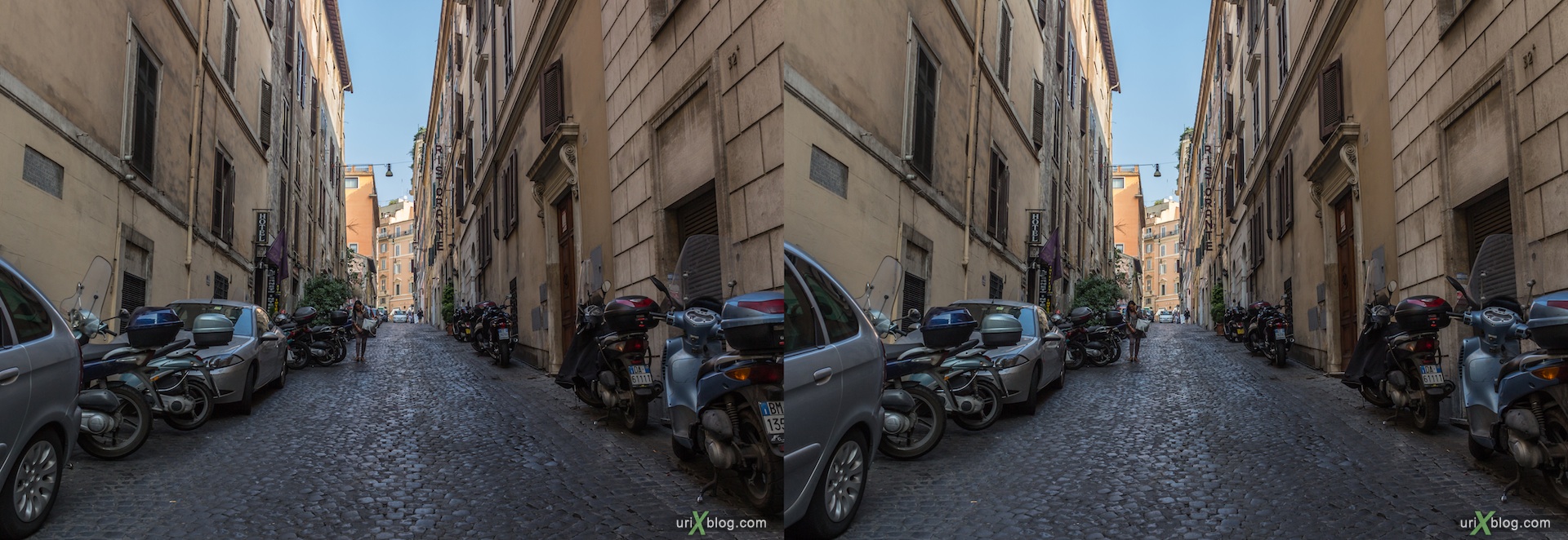 2012, Zuchelli street, Rome, Italy, 3D, stereo pair, cross-eyed, crossview, cross view stereo pair