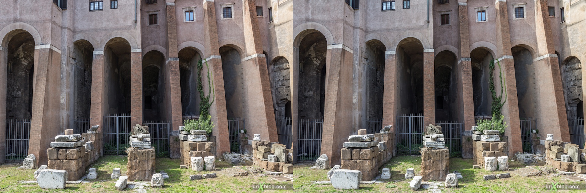 2012, Theater of Marcellus, Rome, Italy, 3D, stereo pair, cross-eyed, crossview, cross view stereo pair