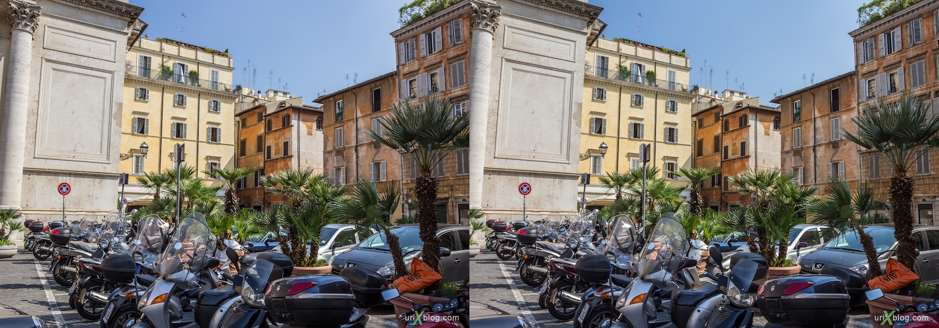 2012, Piazza di San Salvatore in Lauro square, 3D, stereo pair, cross-eyed, crossview, cross view stereo pair