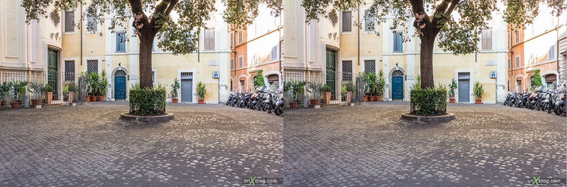 2012, piazza della Quercia square, 3D, stereo pair, cross-eyed, crossview, cross view stereo pair
