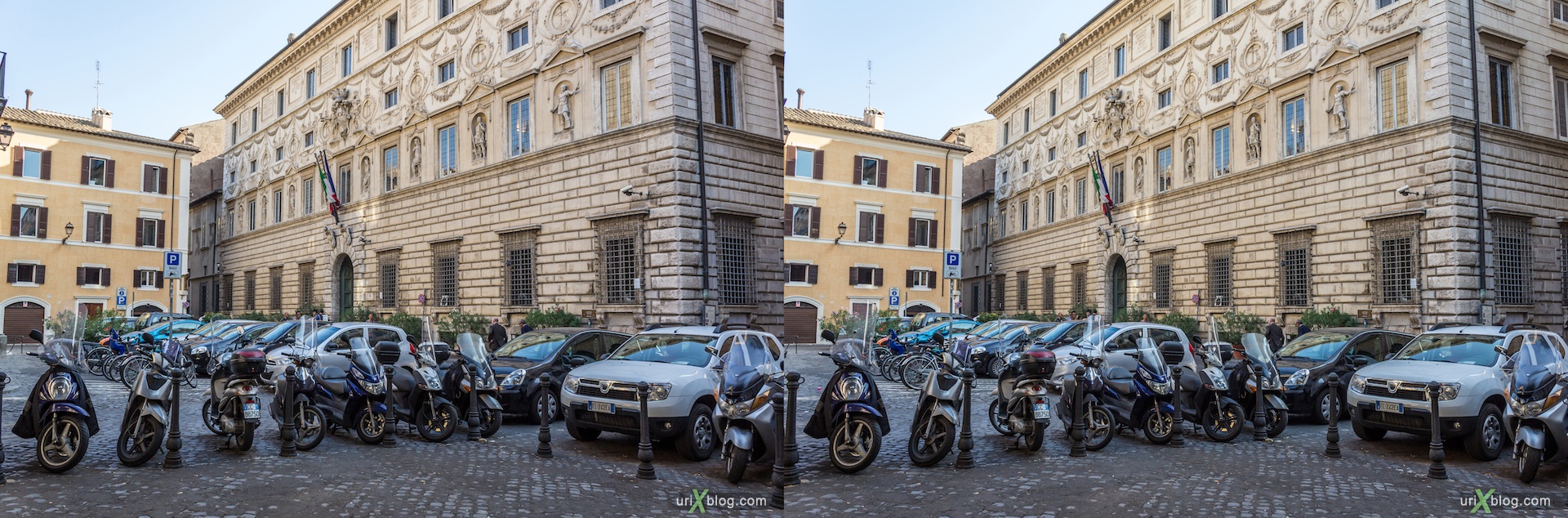 2012, piazza della Quercia square, 3D, stereo pair, cross-eyed, crossview, cross view stereo pair