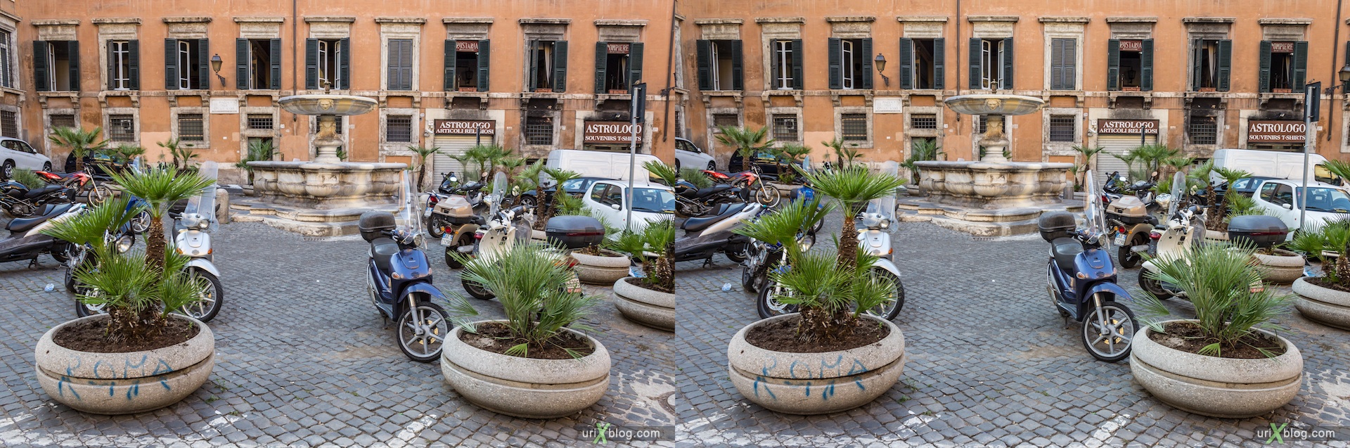 2012, Piazza delle Cinque Scole square, 3D, stereo pair, cross-eyed, crossview, cross view stereo pair