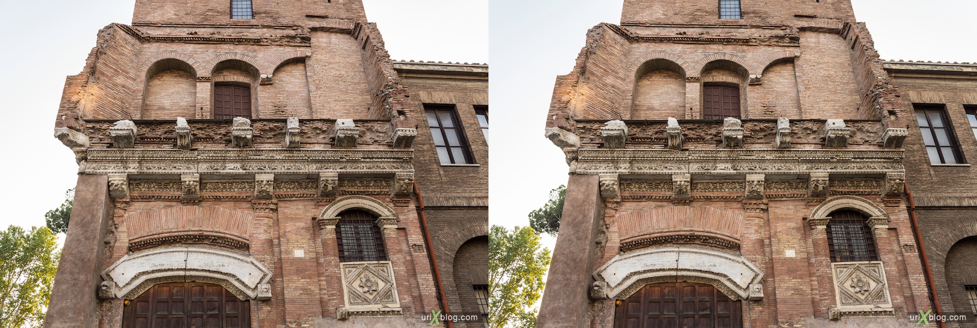 2012, Casa Dei Crescenzi, via Luigi Petroselli street, 3D, stereo pair, cross-eyed, crossview, cross view stereo pair