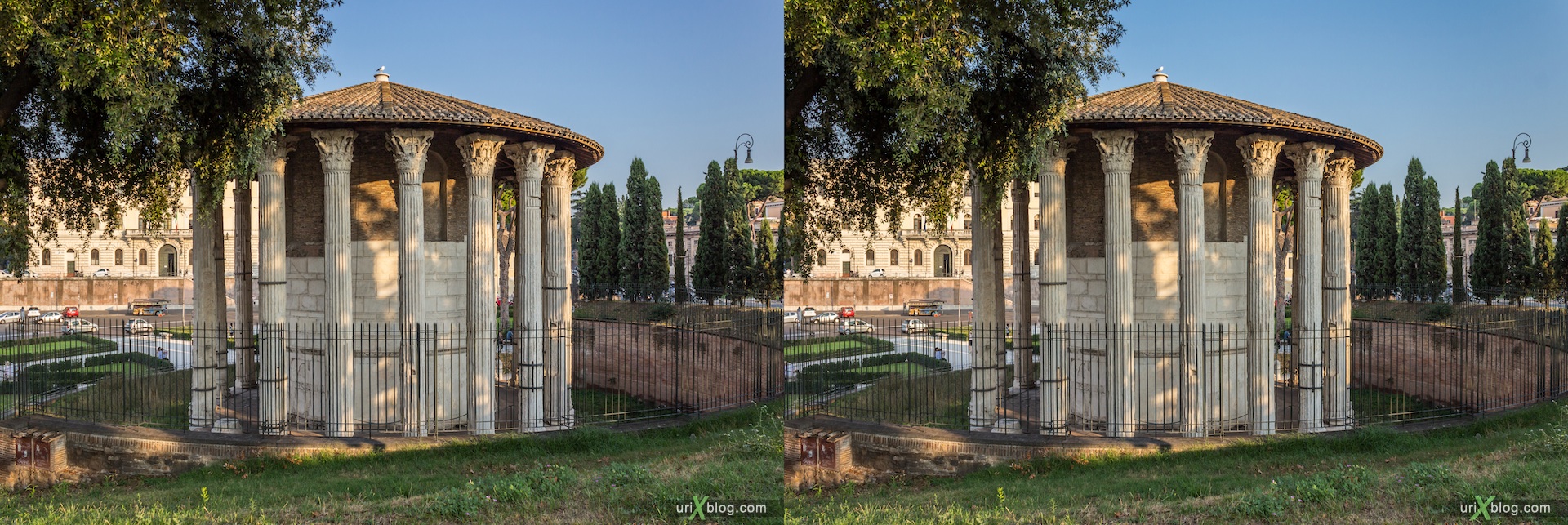 2012, Temple of Hercules Victor, Forum Boarium, 3D, stereo pair, cross-eyed, crossview, cross view stereo pair