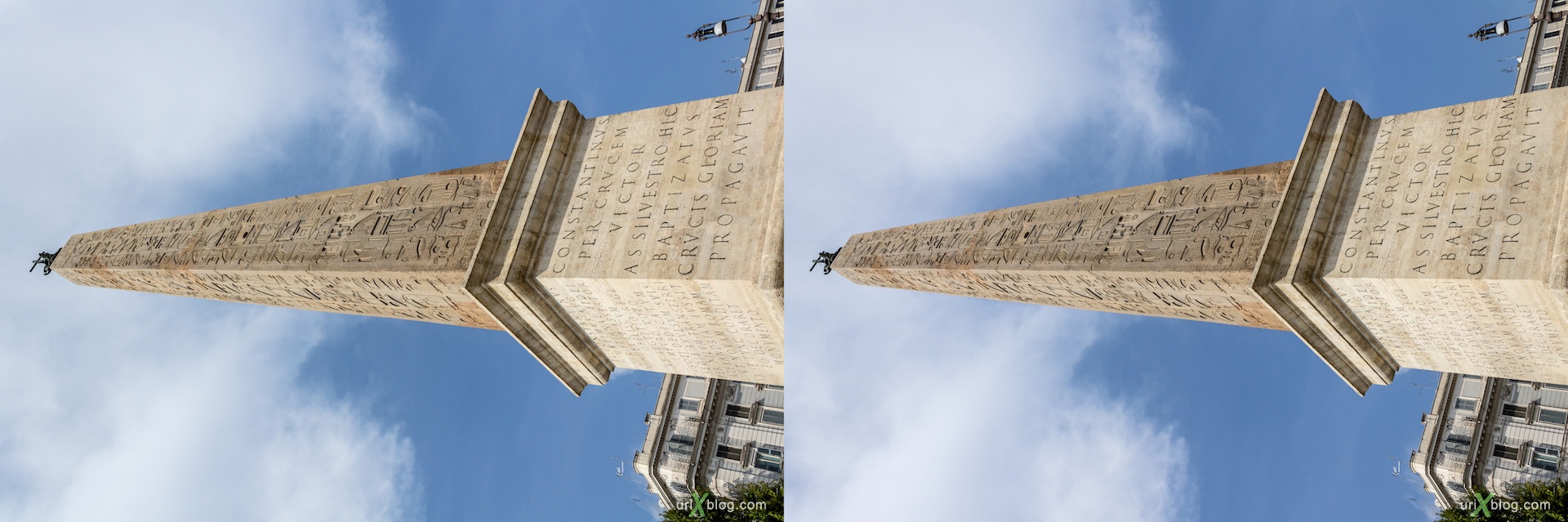 2012, Lateran Obelisk, Ancient Egypt, Piazza di San Giovanni in Laterano square, 3D, stereo pair, cross-eyed, crossview, cross view stereo pair