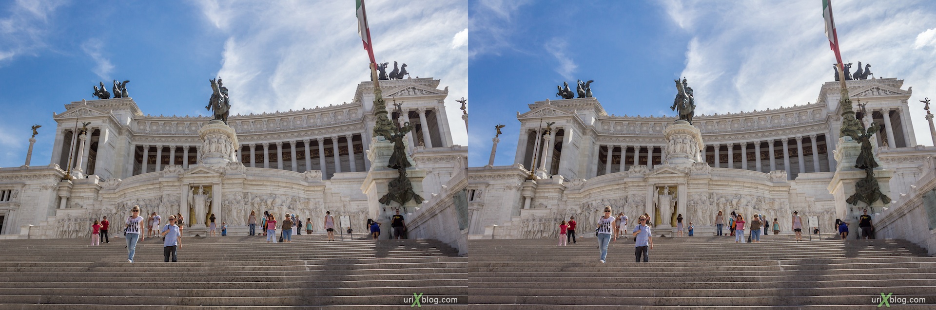 2012, the Vittoriano (Monument of Vittorio Emanuele II), 3D, stereo pair, cross-eyed, crossview, cross view stereo pair